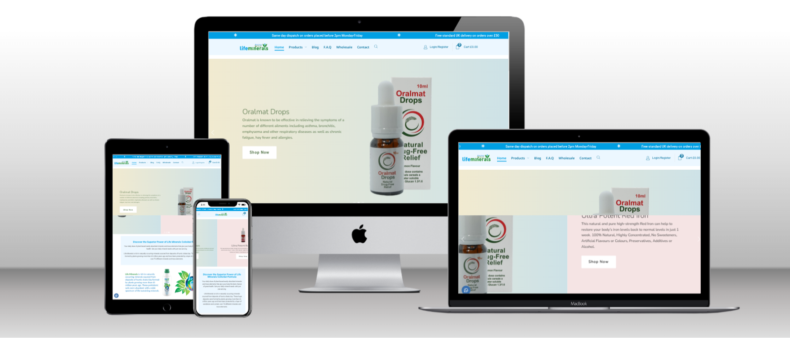 Life Minerals custom website development by NextStepDev.